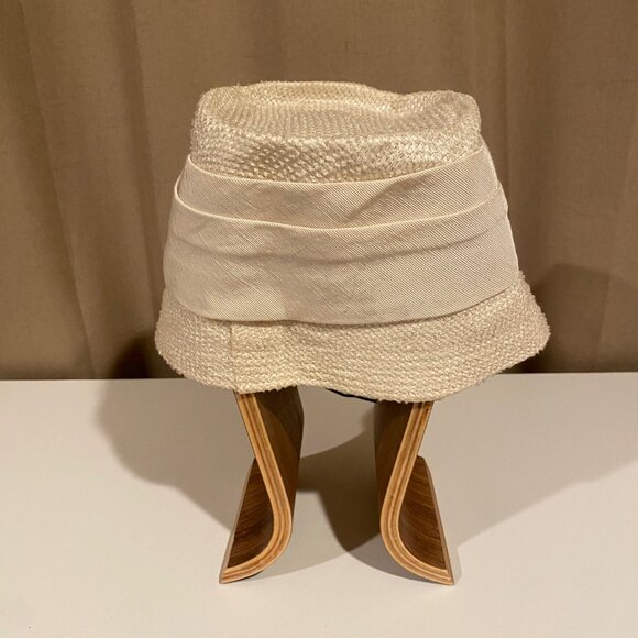 Vintage White Cream Summer‎ Bucket Hat Belted Style Elegant Retro Chic main image 5